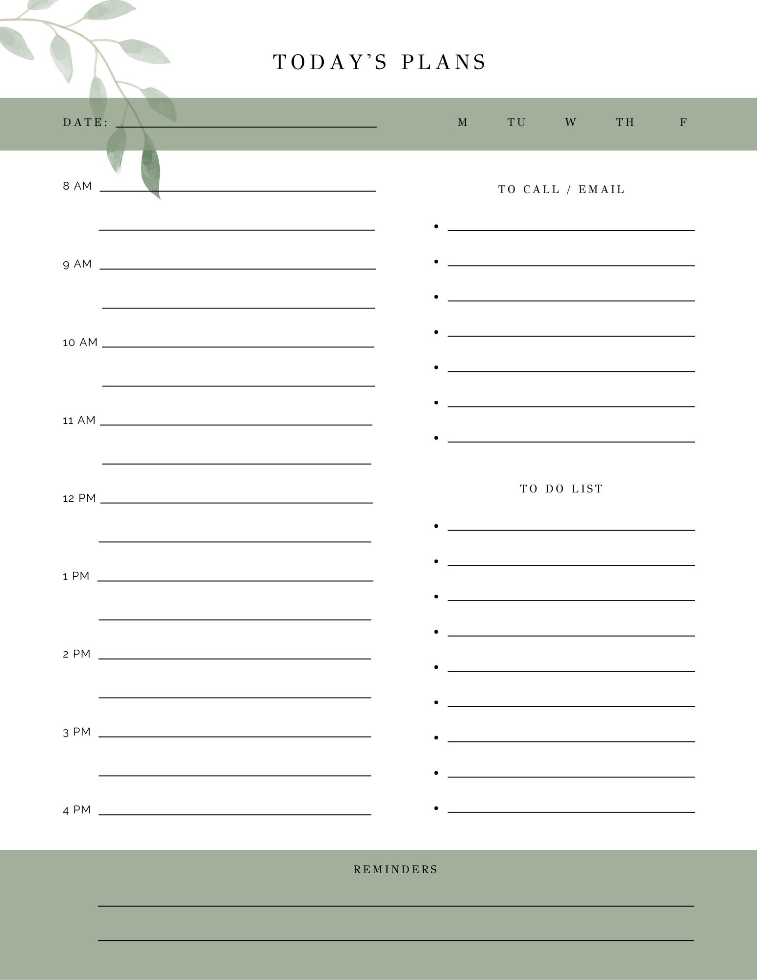 Greenery Inspired Printable Planner - Etsy