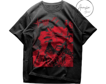 Maglietta grafica Lil Peep, merchandising unisex di musica rap