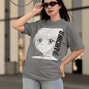May include: Gray t-shirt with a black and white illustration of a girl with the text "PANCHIKO" and "D>E>A>TH>M>E>T>A>L" printed on the front.