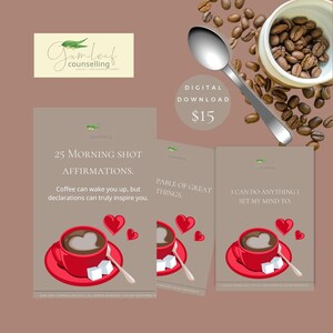 Mentalità positiva e potenziamento del benessere - 25 carte a tema caffè - Rafforza una mentalità positiva - Migliora l'umore - Salute mentale - Routine mattutina.