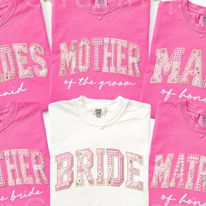 Comfort Colors® Bridal Party Shirt, Bridesmaid Proposal Gifts, Faux Patchwork Matching Wedding Tee, Maid Of Honor Bachelorette Party Outfit