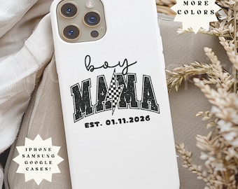 Boy Mama Phone Cases First Time Mom Mother's Day Gift Custom Est Date New Parent Lighting Bolt Phone Cover Iphone 17 16 Samsung 25 24 Google