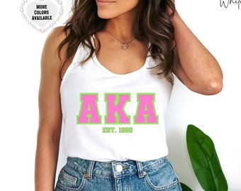 Custom AKA Shirt, AKA Gift, Aka Workout Tank, Alpha Kappa Alpha, Black Sorority Gift, Pink Soror Gifts, Pink and Green Shirts, Gym Tank Tops