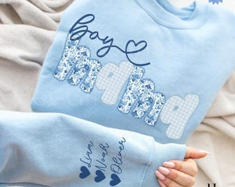Sudadera personalizada para mamá con nombre de niño, regalo para el Día de la Madre de mi esposo, anuncio de bebé, suéter personalizado para mamá primeriza.