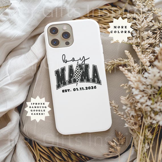 Boy Mama Phone Cases First Time Mom Mother's Day Gift Custom Est Date New Parent Lighting Bolt Phone Cover Iphone 17 16 Samsung 25 24 Google