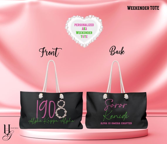 Personalized AKA Gifts AKA Graduation Gifts Aka Paraphernalia Pink and Green Weekender Bag Alpha Kappa Alpha Gift Custom Soror Gifts Etsy