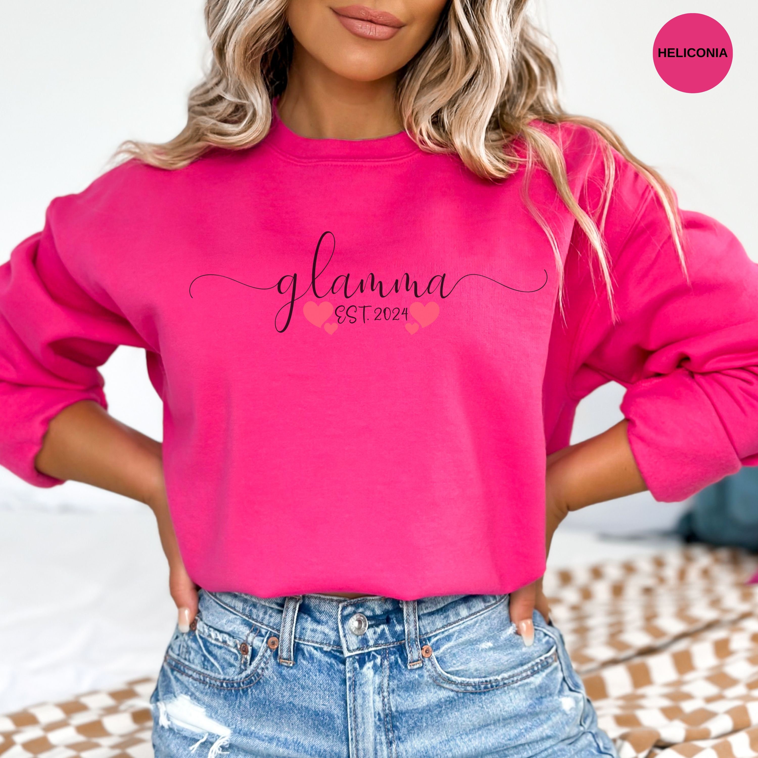 Glamma Gifts, Glamma Sweatshirt, Grandma Est 2024, Custom Glamma Shirt ...