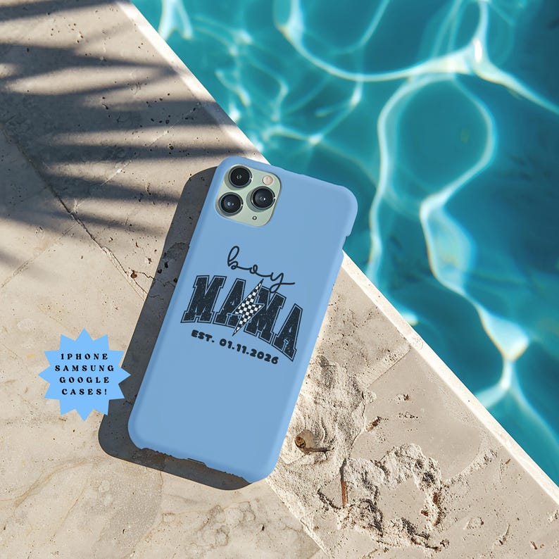 Fundas de teléfono para mamá primeriza, regalo para el Día de la Madre, personalizadas, con fecha de estimación, para nuevos padres, con rayo, para iPhone 17, 16, Samsung 25 y 24, Google imagen 3