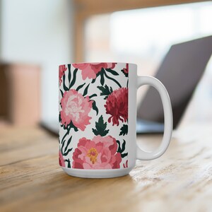 Floral Mug, Peony Mug, Cottagecore Coffee Mug, Colorful Flower Mug, Pastel Floral Nature Mug, Flower Garden Lover Gift, Housewarming