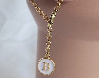 White & Gold Initial Charm: Handmade Tumbler Accessory