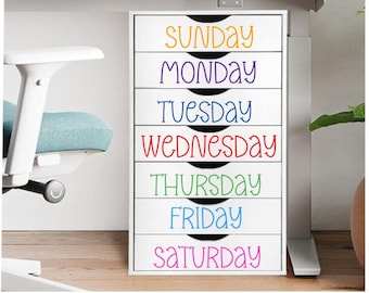 Days Of The Week Vinyl Decal Set, Days Of The Week Stickers, Home Organization Labels, Closet Organization, Storage Bin Label