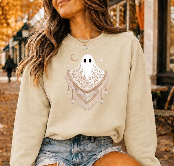 Funny Halloween Sweatshirt for Women, Cute Ghost Shirt, Spooky Season Sweater, Haunted People List Graphic, Fall Halloween Pullover