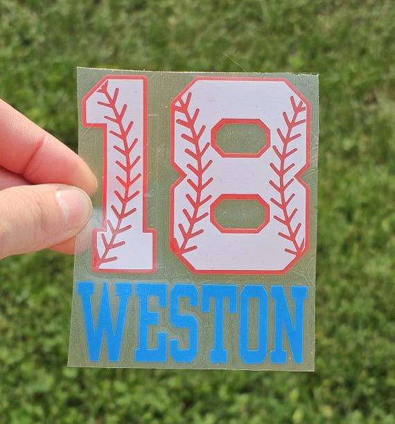 Personalized Baseball Name & Number Decal: Tumbler, Helmet, Car