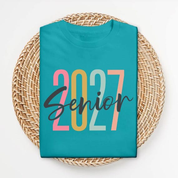 Senior 2027 Shirt, Class of 2027 Graduation Tee, Trendy Senior Shirt, Colorful Senior Graphic Tee, High School Senior Gift