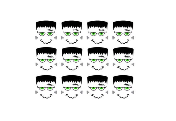 Frankenstein Vinyl Decals: Halloween Ornament Crafts, 2" Faces (Set of 12)