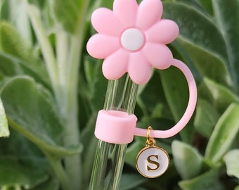 Flower Straw Topper: Initial Tumbler Charm, Stanley Cup Accessory