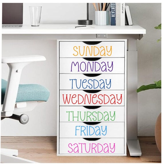 Days of the Week Vinyl Decal Set: Closet & Storage Organization