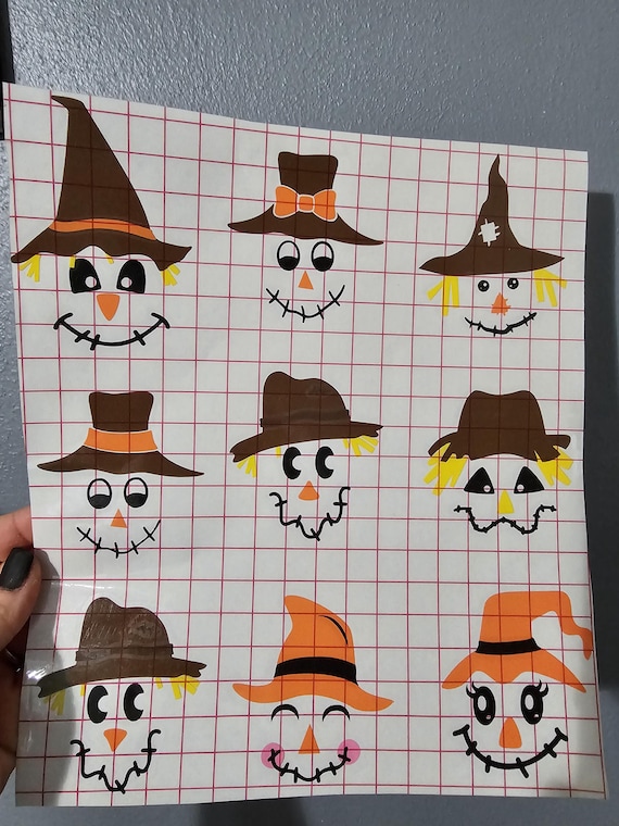 Scarecrow Face Vinyl Decal, Set of 9