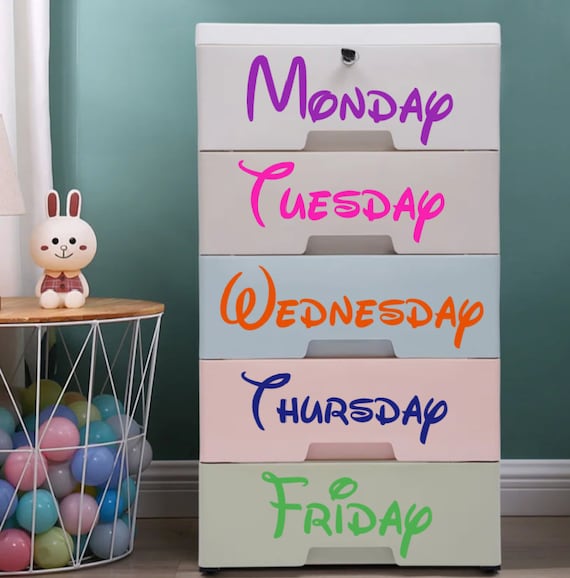 Days of the Week Vinyl Decals, Monday–Friday Labels, Classroom Organization Stickers, Homework and Kids Outfit Organizer