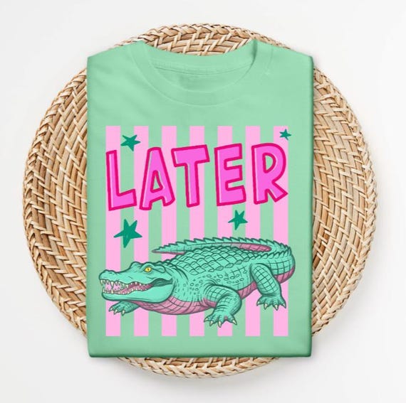 Later Gator Shirt, Preppy Alligator Graphic Tee, Southern Beach Vibe