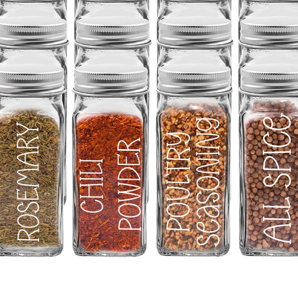 Spice Jar Labels, Kitchen Labels, Kitchen Organization, Spice Jar Organization, Home Organization, Cabinet Organization