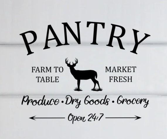 Rustic Whitetail Deer Pantry Door Decal: Farmhouse Vinyl Sign