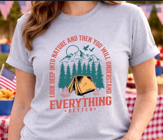 Nature Camping Shirt, Mountain Graphic T-Shirt, Outdoor Adventure Tee
