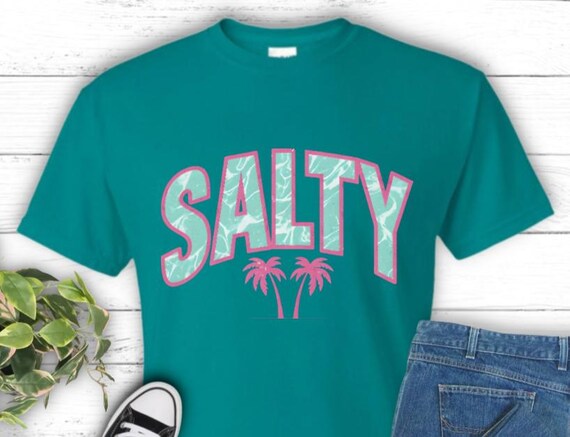 Salty Beach Graphic Tee, Tropical Palm Tree Summer Shirt