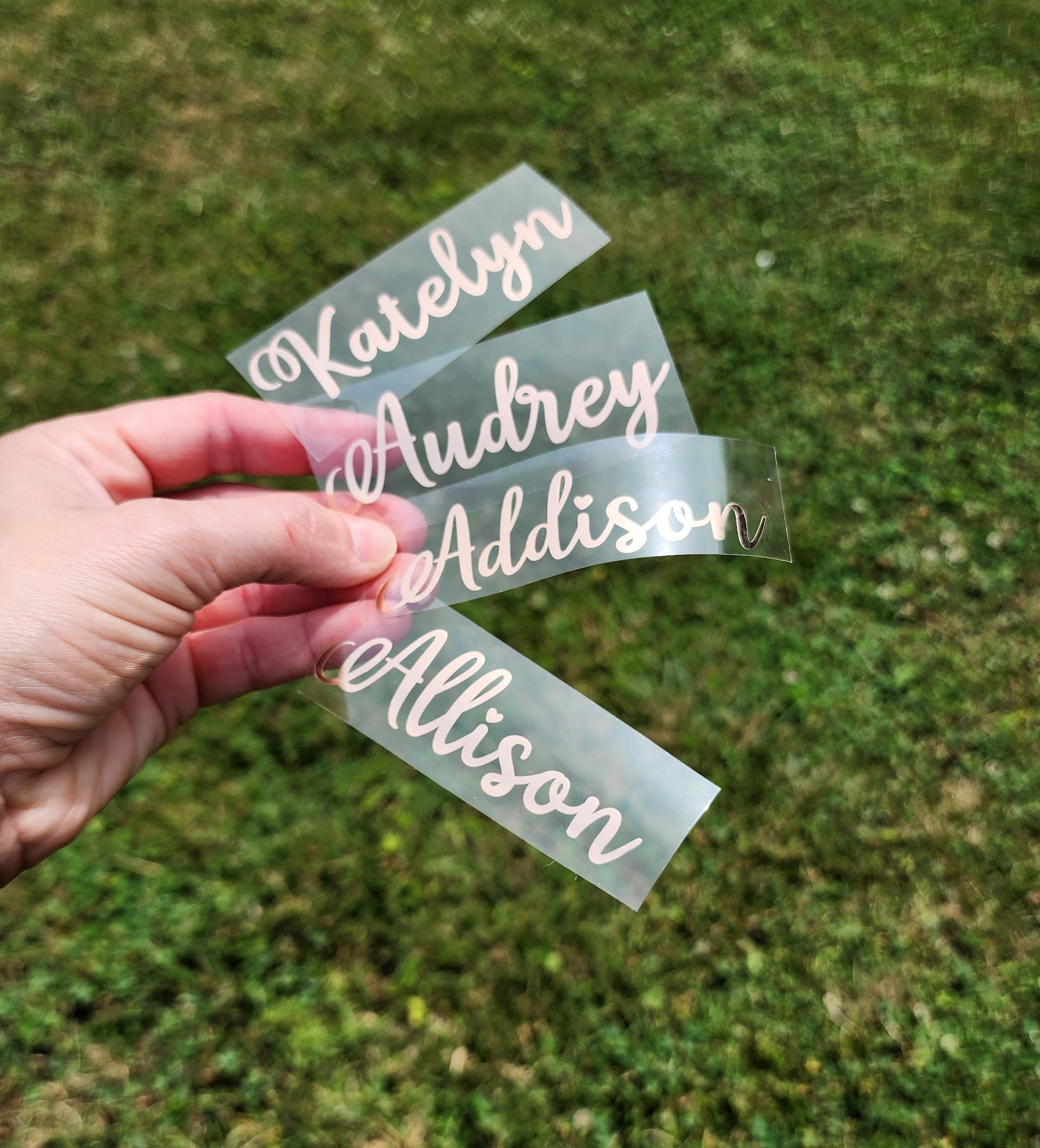 Name Iron On Decal, Name Heat Transfer Decals, Name HTV, Personalized HTV Decal, Custom Iron On Decal, Wedding Decor, Bridesmaid Gift,