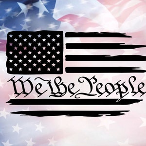 We The People Flag Decal, American Flag Sticker, Patriotic Decal, Tumbler Sticker, Water Bottle Decal, Bumper Sticker