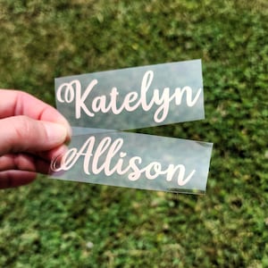Name Iron On Decal, Name Heat Transfer Decals, Name HTV, Personalized HTV Decal, Custom Iron On Decal, Wedding Decor, Bridesmaid Gift,