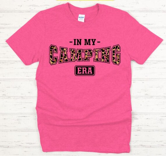 In My Camping Era Leopard Graphic Tee, Women's Camp Life T-Shirt