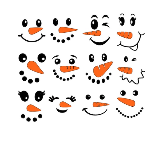 Snowman Face Vinyl Decal, Set Of 12 for Christmas Ornaments, Ornament Decals, Christmas Craft Supplies, Snowman Stickers