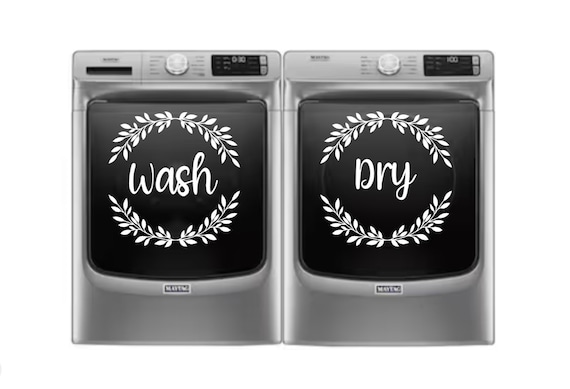 Farmhouse Laundry Room Vinyl Decal: Wash and Dry Wreath Set