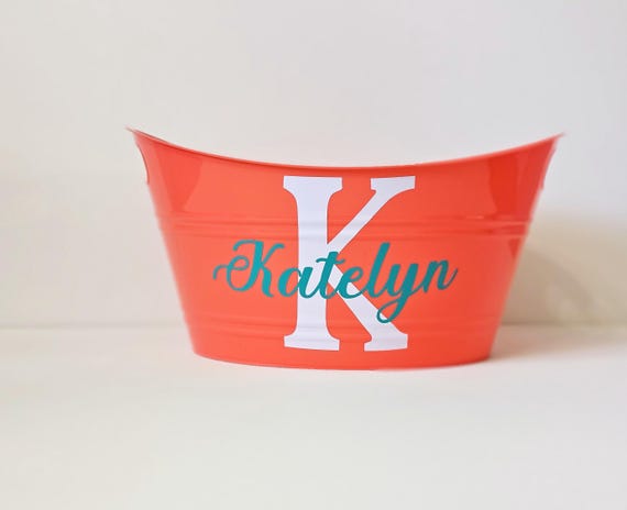 Personalized Gift Bucket, DIY Name Initial Plastic Basket