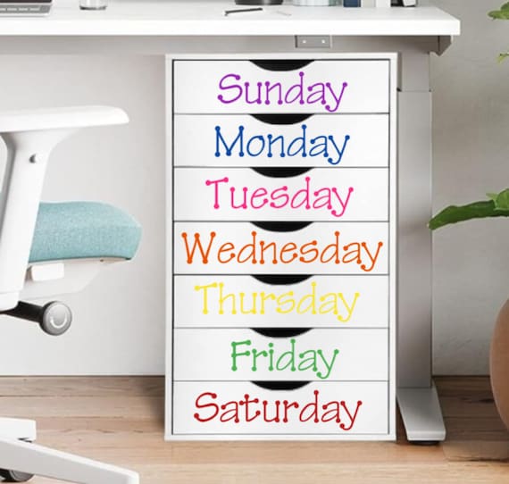 Days Of The Week Vinyl Decal Set: Custom Closet & Office Organization