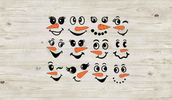 Snowman Face Vinyl Decal, Set Of 12 for Christmas Ornaments, Ornament Decals,