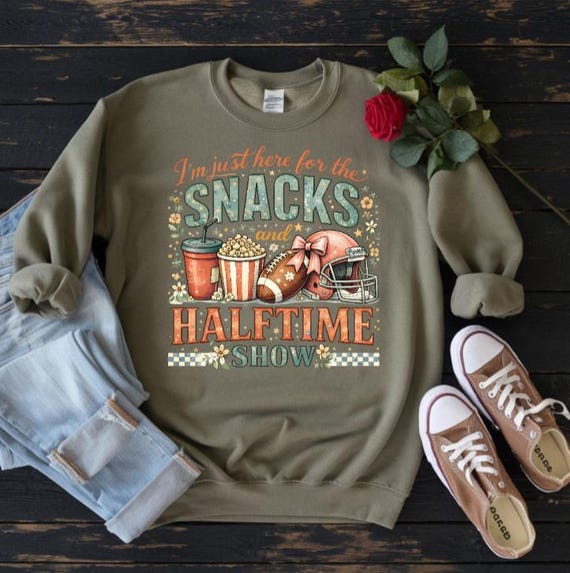 I'm Just Here for the Snacks Shirt, Football Game Day Sweatshirt, Funny Tailgate Crewneck, Halftime Show Sweatshirt, Football Fan Gift