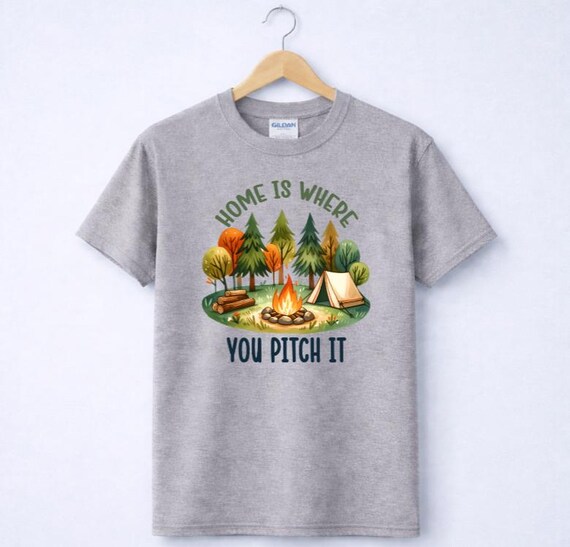 Home Is Where You Pitch It Sweatshirt, Cozy Camper Crewneck, Campfire Pullover