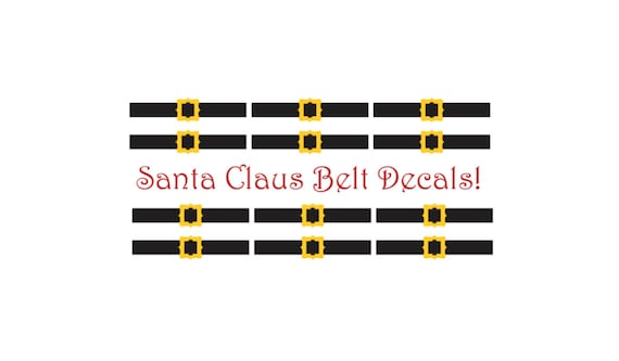 Santa Claus Belt Vinyl Decal, Set Of 12 for Christmas Ornaments, Ornament Decals,