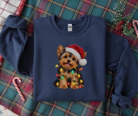 Christmas Yorkie Sweatshirt, Cute Yorkshire Terrier Christmas Sweater, Dog Lover Gift