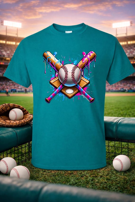 Colorful Drip Paint Baseball Shirt, Game Day Sports Tee