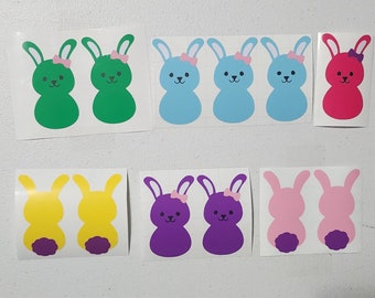 Easter Peep Vinyl Decals Set of 12 for Easter gifts, Easter Crafts, Peep Stickers, Easter Basket Decals