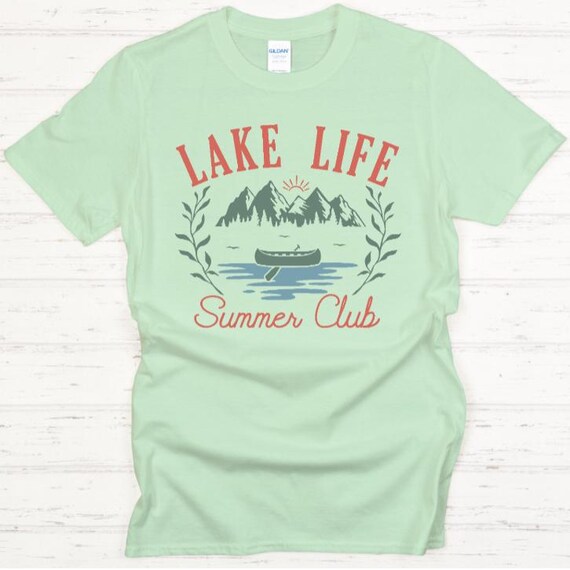 Retro Lake Life Summer Club Canoe Tee, Vintage Camping Vacation Shirt