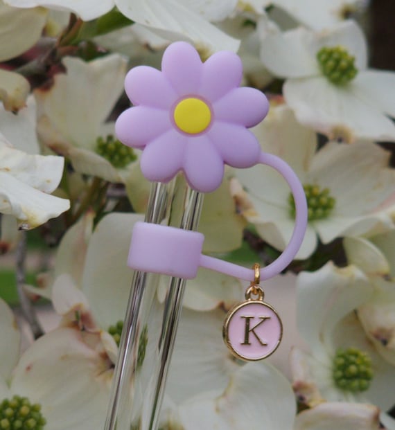 Flower Straw Topper: Initial Tumbler Charm, Stanley Cup Accessory