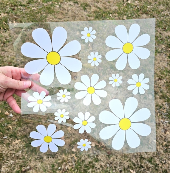 Daisy Decal Sheet: Boho Flower Stickers for Window, Stanley Cup