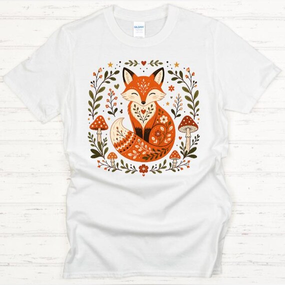 Boho Fox Woodland Graphic Tee, Whimsical Forest Nature Shirt