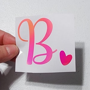 Letter Decal With Heart, Initial With Heart Vinyl Decal, Monogram Decal,