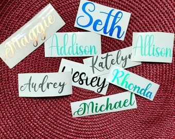 personalized name sticker, custom cup decal, vinyl name decal