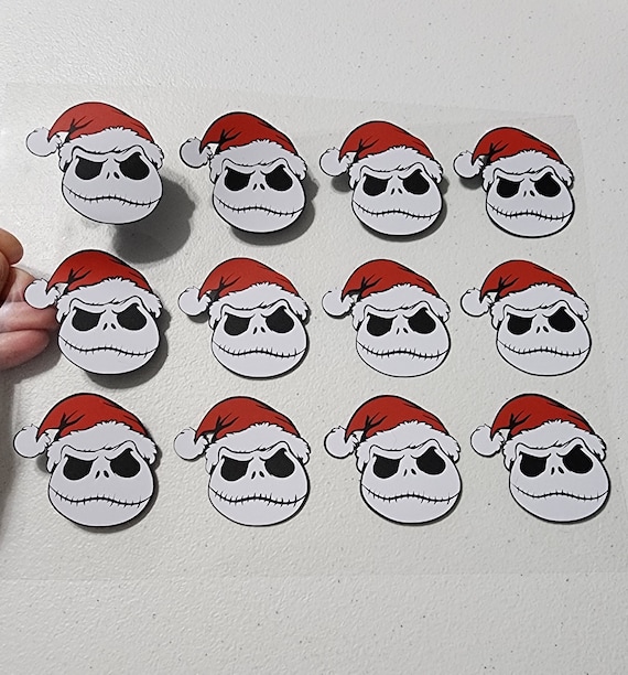Jack Skellington Santa Hat Vinyl Decals - Nightmare Before Christmas Ornaments (Set of 12)